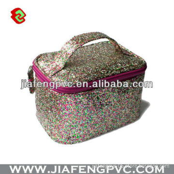 Glitter PU Make-up Case with Handle